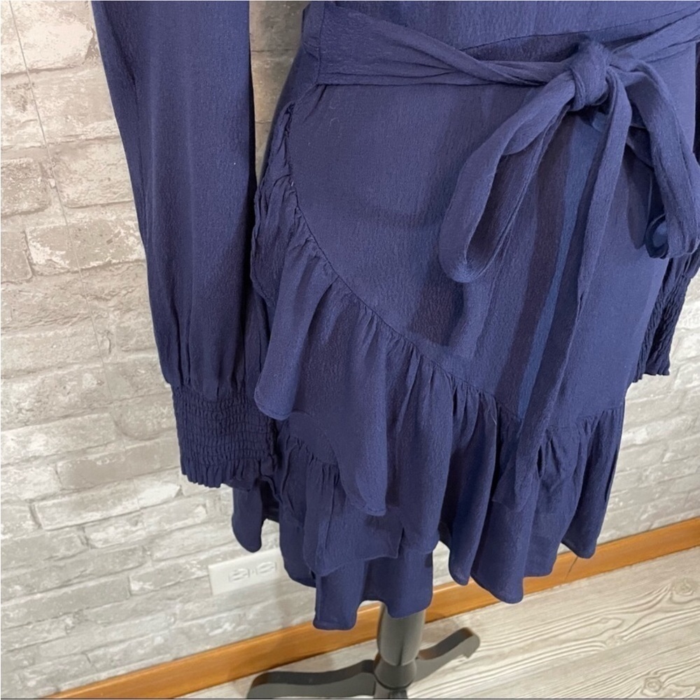 Aqua Navy Ruffle Dress - Picture 4 of 9